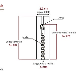 YKK Une fermeture éclair métal séparable de 50 cm, couleurs disponibles: noir, blanc, bleu, rouge, marron, kaki image 2