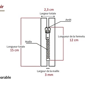 Fermeture eclair YKK, lot de 10 x 12 cm, couleurs au choix: noir, blanc, marron, beige, violet,rose, vert, jaune.... image 2