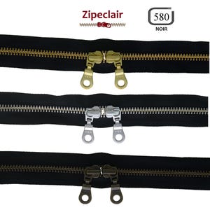 Cremalleras YKK negras de doble cierre, ideales para mochilas, maletas y equipaje. 3 tamaños: 45 cm, 60 cm, 75 cm y 3 colores metálicos.