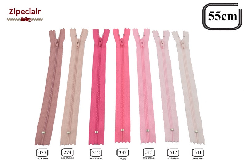 Zipper YKK, pack of 10 x 55 cm, colors to choose: black, white, purple, red, lavende, royal blue .... image 7