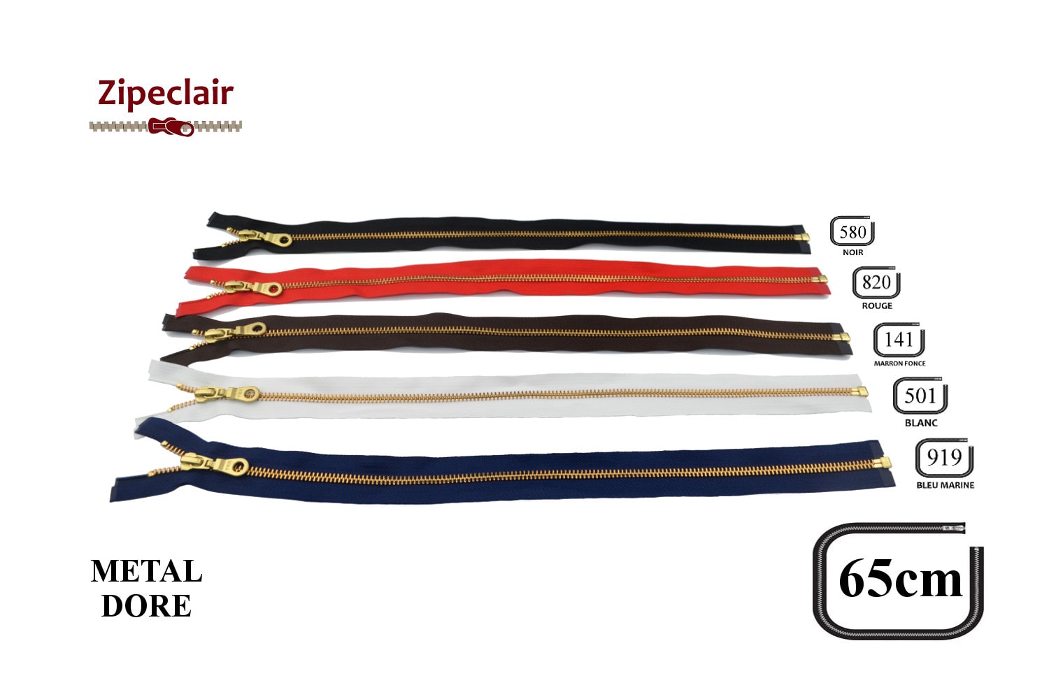 Fermeture Éclair YKK Métallique Bordeaux - 1 Voie Séparable - 5 Mm - Longueur Au Choix