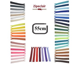 55 cm nylon YKK niet-scheidbare rits, kleur naar keuze: zwart, wit, paarsrood, lavendel, koningsblauw....