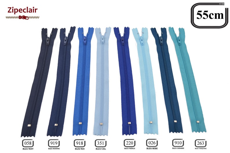 Zipper YKK, pack of 10 x 55 cm, colors to choose: black, white, purple, red, lavende, royal blue .... image 3