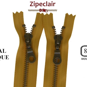 YKK-Reißverschluss aus antikem Messing, Senfgelb, geeignet für Taschen, Clutches, Pulloverkragen, Größen von 10 cm bis 45 cm