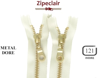 YKK ivory gold metal zipper suitable for bag, wallet, pullover collar ... sizes from 10 cm to 45 cm