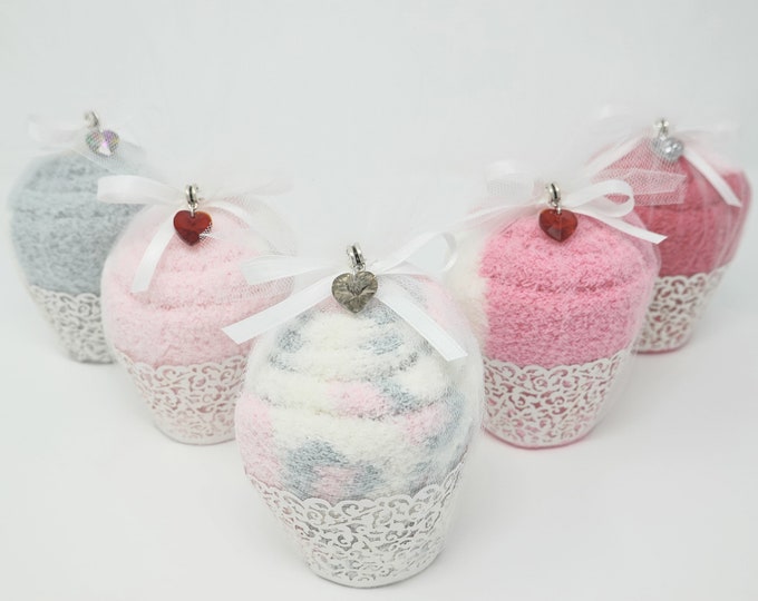 Fuzzy Sock Cupcakes, Valentines Day Fuzzy Socks, Valentines Day Gift For Her, Unique Valentines Day Gift, Valentines Gift, Teachers Gift