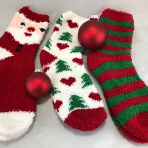 Fuzzy Sock Cupcakes, Christmas Fuzzy Socks, Teacher Christmas Gift, Holiday Fuzzy Socks, Unique Holiday Gifts, Stocking Stuffers image 3