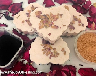 French Pink Clay Charcoal  Shea Butter Handmade Bar Soap by The Joy Of Healing