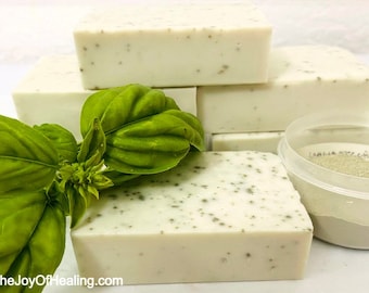 Handmade Basil Clay Soap Bar: Olive Green, Shea Butter