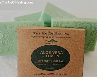Aloe Vera Lemon Shea Butter Natural Handmade Bar Soap by The Joy Of Healing