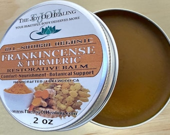 All-natural handmade Organic FRANKINCENSE & TURMERIC RESTORATIVE Balm Comfort • Nourishment • Botanical Support