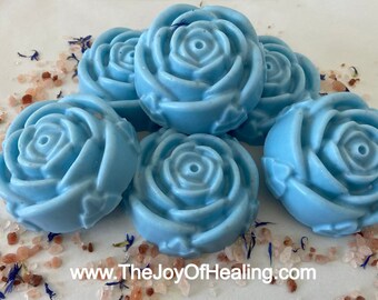 Blue Anti - Aging Clay Pink Himalayan Salt  Butter, Cocoa Butter Handmade Glycerin Bar Soap
