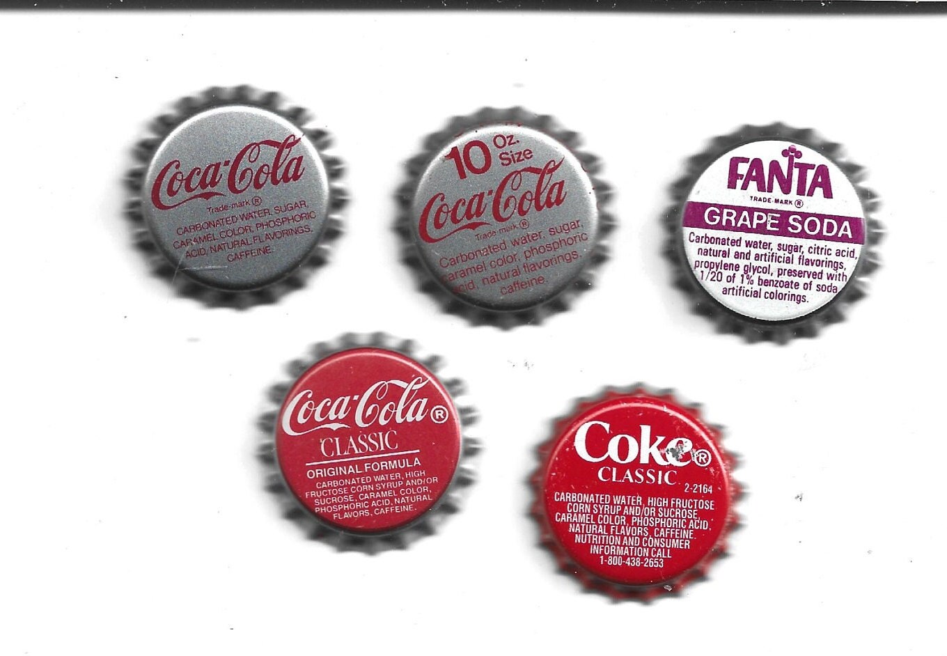 100 Pieces Assorted. Cocacola Bottle Caps 20 Each of the 5 Different