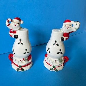 Vintage MG Menschik Goldman Santa Candle Salt & Pepper Shakers Ceramic Figurine JAPAN Christmas Napco Lefton Norcrest Holt Howard RARE