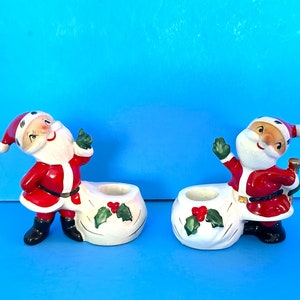 Vintage Holt Howard Christmas Santa Candle Holders Ceramic Figurine JAPAN Bell Ringers Napco Lefton Norcrest Ucagco