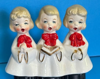 Vintage Lefton Napco Christmas Shopper Girl Angel Music Box Japan