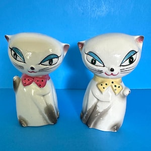 Vintage Tilso Japan MCM Kitty Cat Salt & Pepper Shakers Figurine Ceramic Napco Lefton Holt Howard Ucagco Norcrest