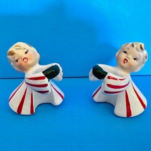 Vintage Rare Japan Candy Cane Pixie Candle Huggers Climbers Christmas Figurine Ceramic Lefton Napco Norcrest Holt Howard