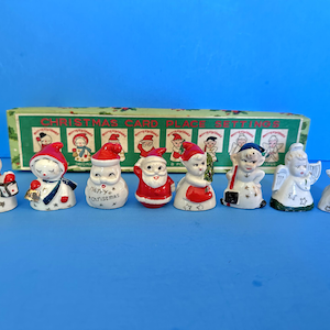 Vintage Commodore Christmas Set of 8 Place Settings Ceramic Japan Box Napco Lefton Figurine