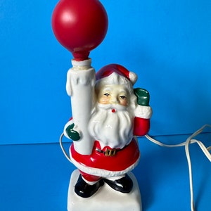 Vintage Tilso Lighted Waving Santa Christmas Japan Figurine Ceramic Candle Light Holt Howard Norcrest Napco