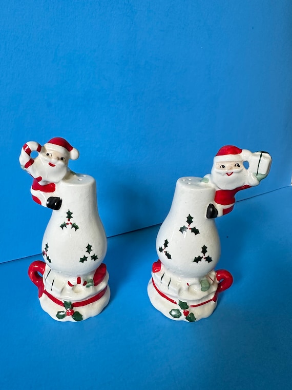 Vintage MG Menschik Goldman Santa Candle Salt & Pepper Shakers
