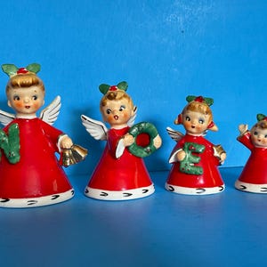 Vintage Napco NOEL Angel Bell Ornaments Christmas Japan Figurine Ceramic Lefton Norcrest Holt Howard