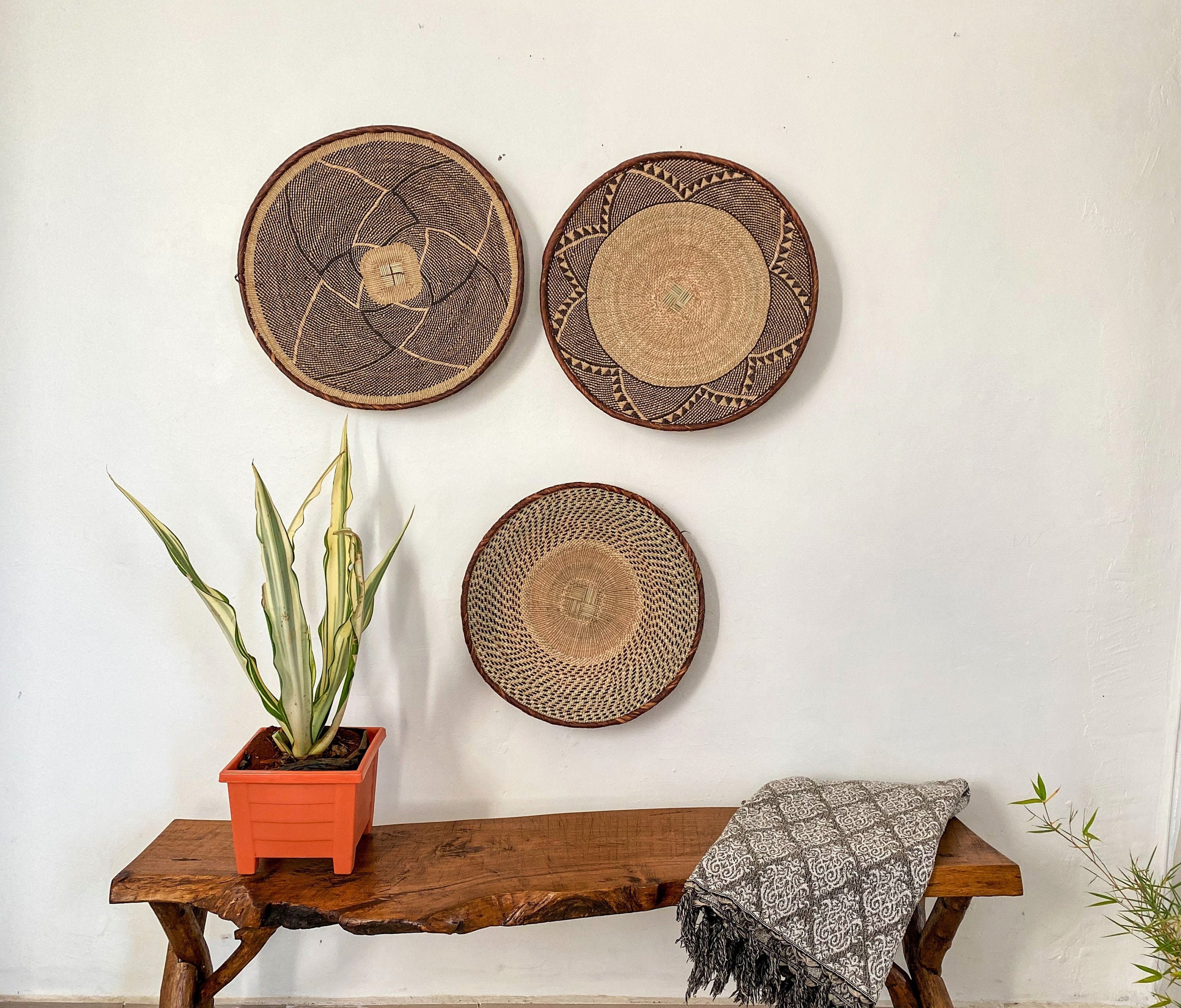 Extra Large Wall Basket Wall Basket Set Boho Woven Wall Etsy