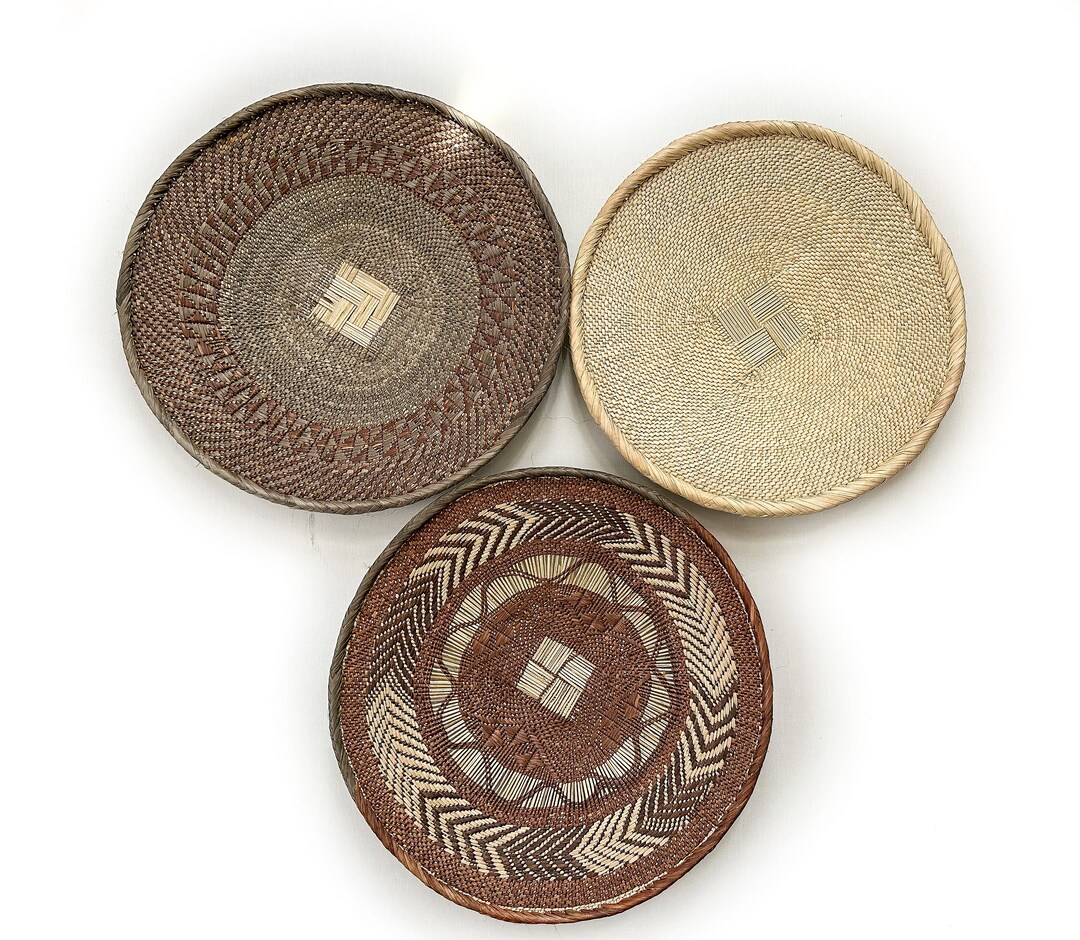 Large African Wall Basket Set of 3 Decorative Baskets Wall Etsy