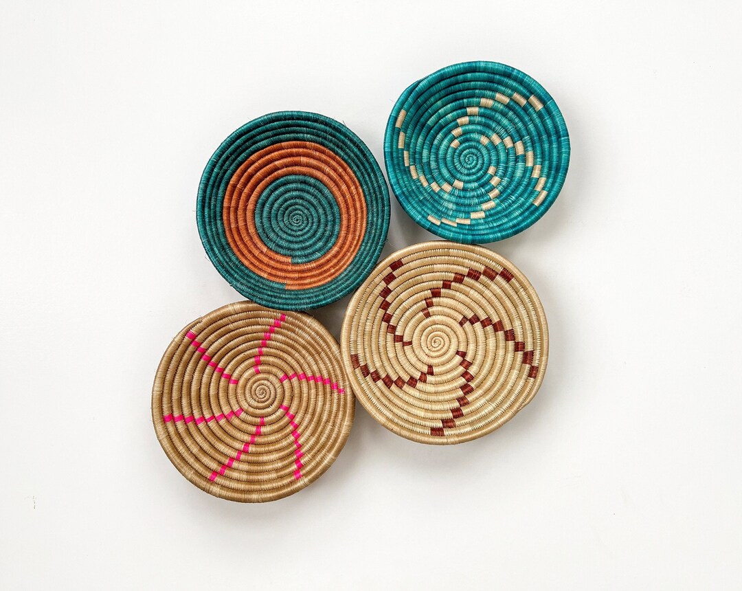 Set of 4 Baskets for Wall Decor, Boho Basket Wall Decor Set, Boho Decor