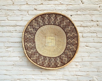 24 inch African Basket, Earthy room decor, Large Wall Basket, Wall Accents Boho, Baskets for Wall Decor