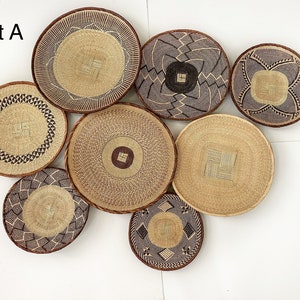 Set of 8 Wall Basket, Boho Decor, African Wall Baskets, Boho Wall Hanging, Basket Wall Decor, Binga Basket, Wall Hangings image 2