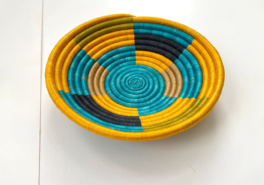 Colorful African Wall Basket, Bright Wall Decor, Rwanda Basket, Boho