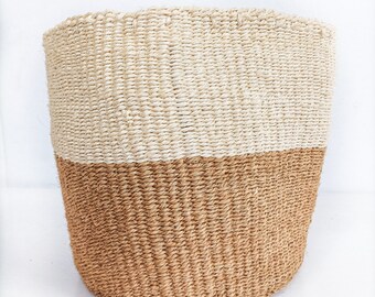 Woven Planter, Planter Pot, Basket for Plants, Boho Planter,White and Brown, Plant mom Gift