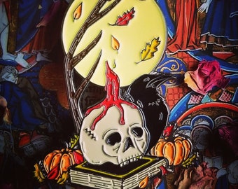 Skull, Raven, Candle Enamel Pin