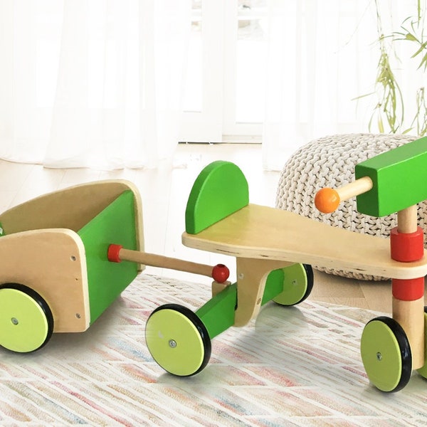 Wooden SCOOTER with TRAILER by london-kate - Kid's Wooden Ride On Scooter Balance Bike
