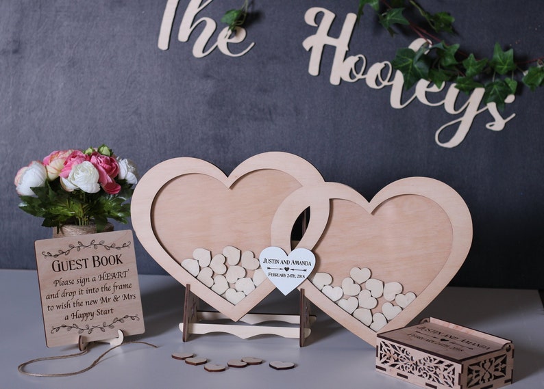 Two hearts guest book alternative wedding Guest book hearts Etsy