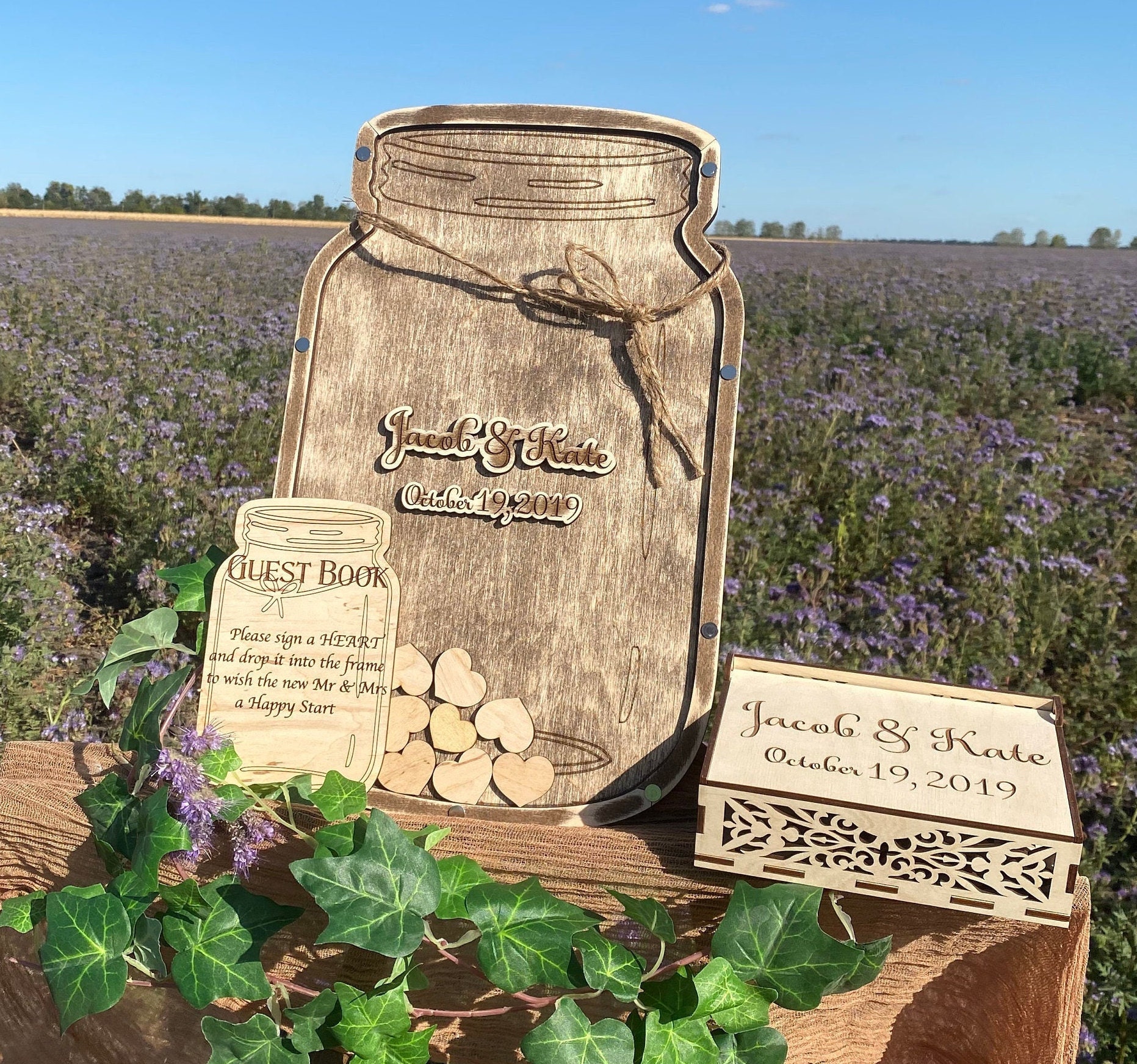 Mason jar wedding guest book alternative Mason jar wedding Etsy