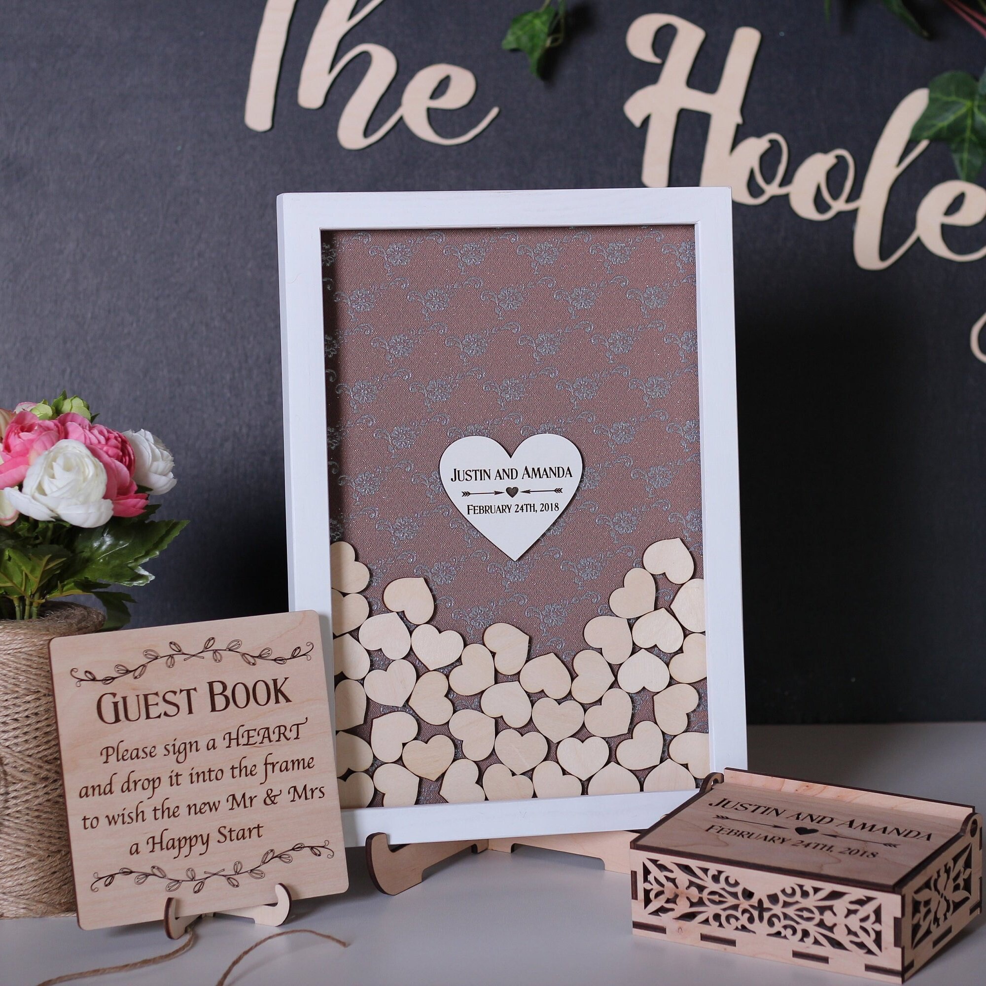 Shadow box guest book alternative Mr and Mrs wedding sign Etsy