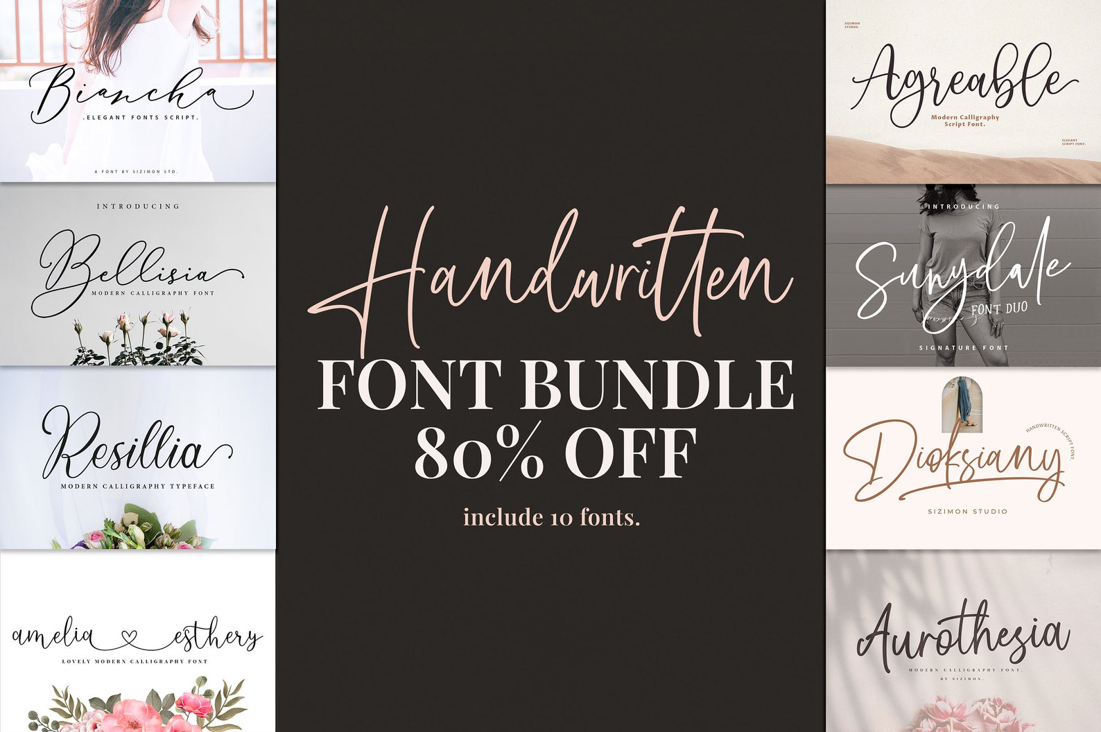 Handwritten Font Bundle Script Font Collection Commercial - Etsy