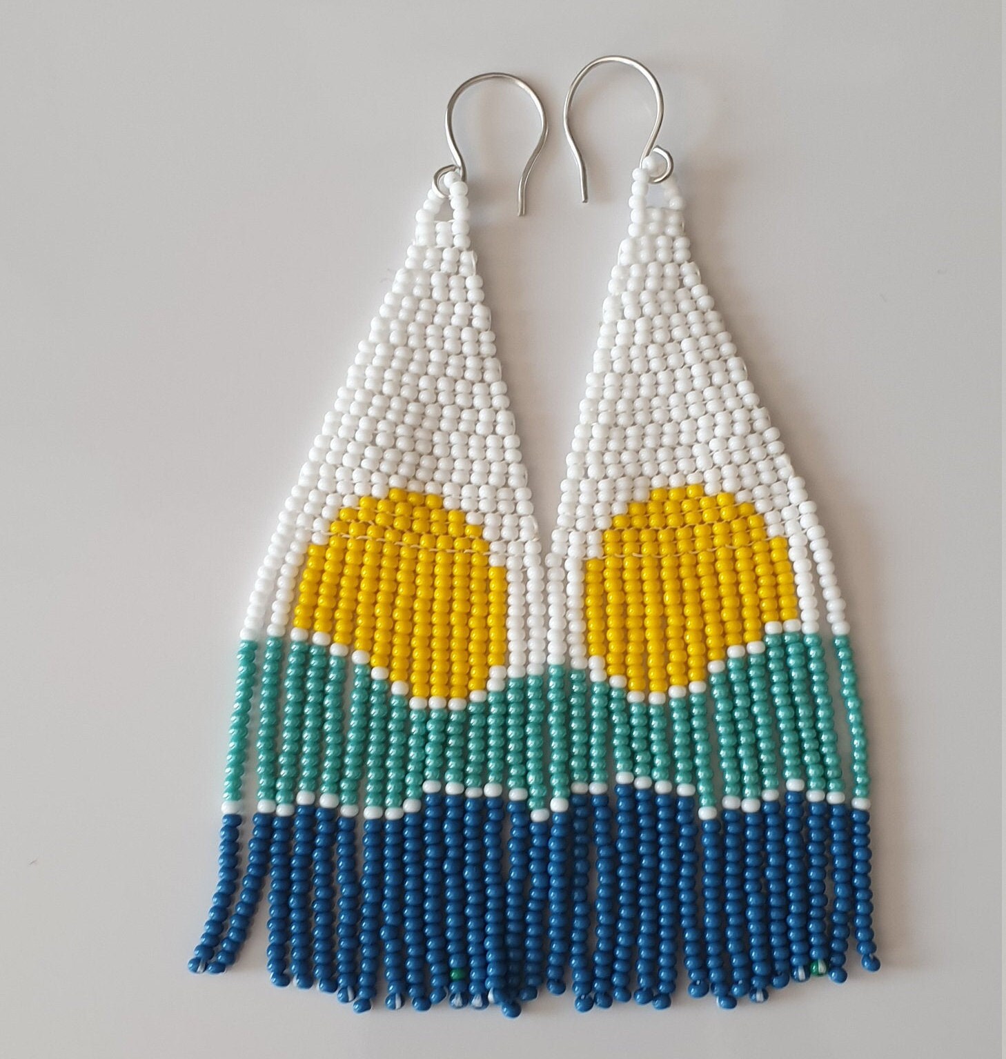 Seed beads earrings Boho dangle earrings Long beaded Etsy