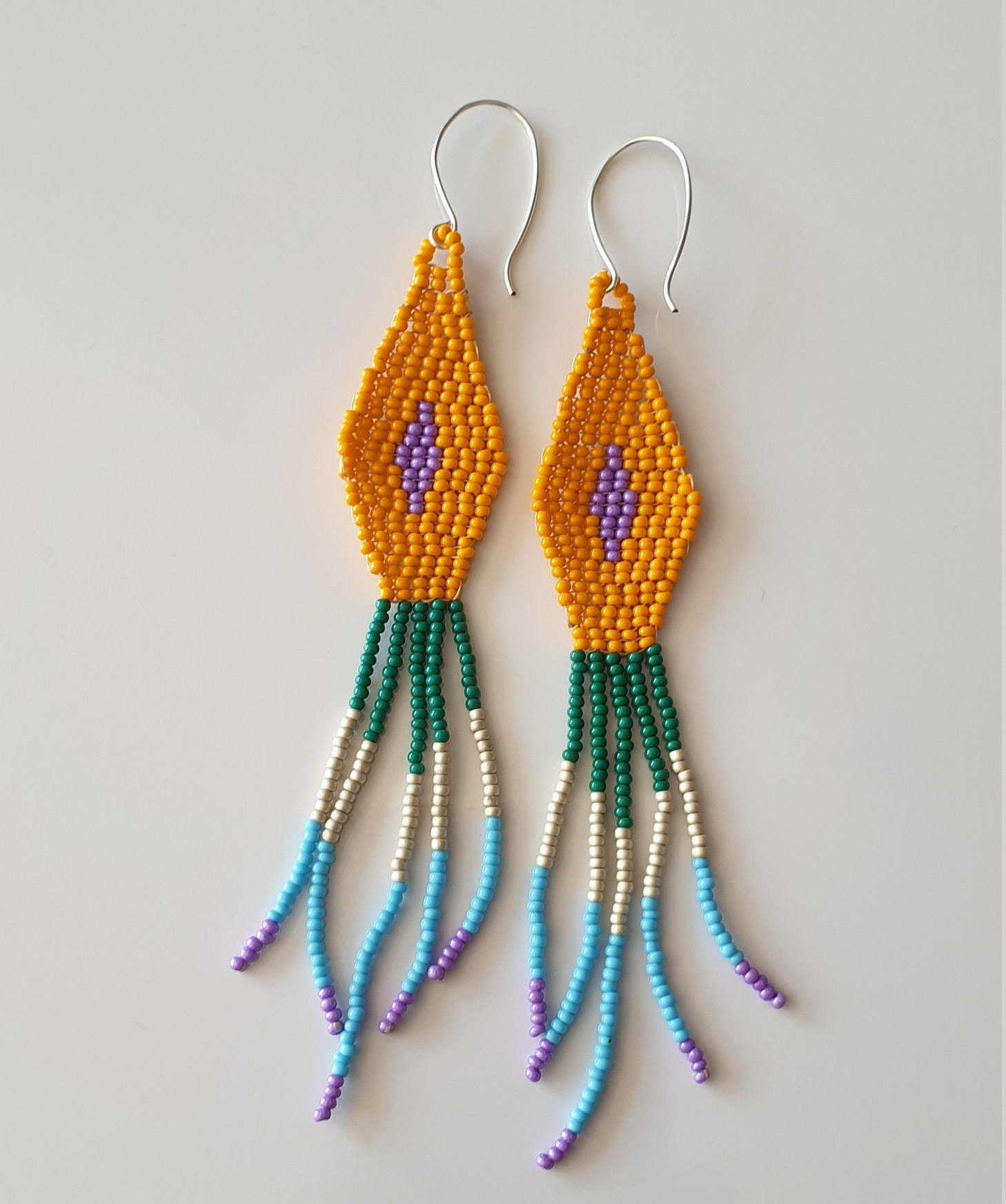 Seed beads earrings Dangle earrings Long beaded earrings Etsy