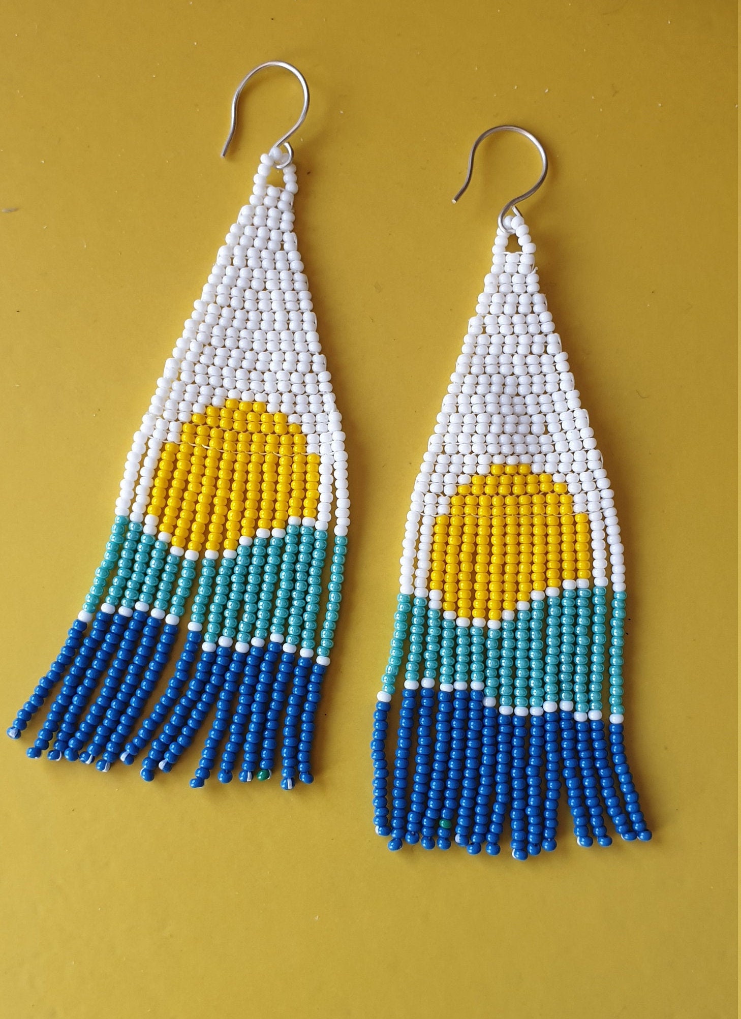 Seed beads earrings Boho dangle earrings Long beaded Etsy