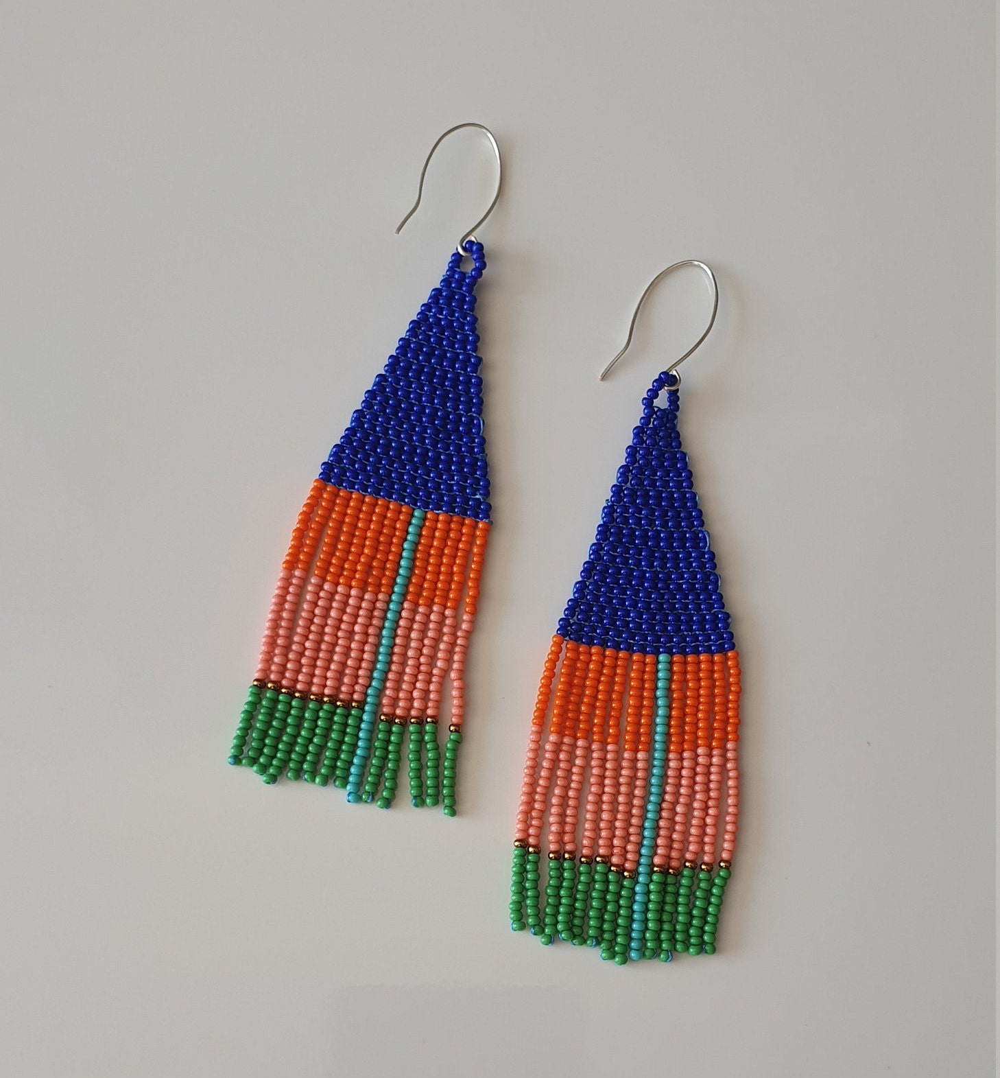 Seed Beads Earrings Vibrant Handwoven Bohemian Earrings Etsy