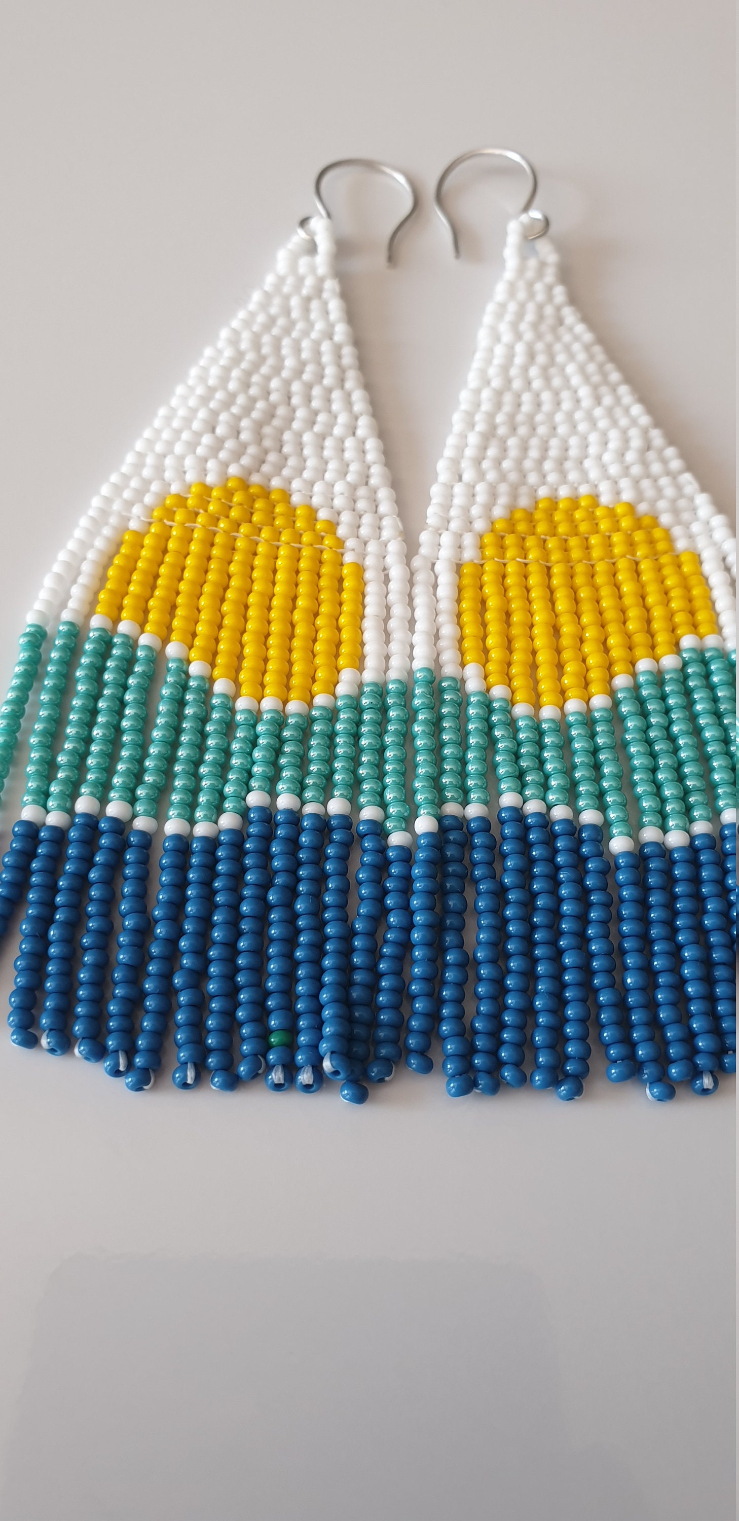 Seed beads earrings Boho dangle earrings Long beaded Etsy