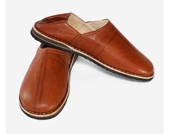 Handmade Berber Leather Slippers: Moroccan Babouche Shoes