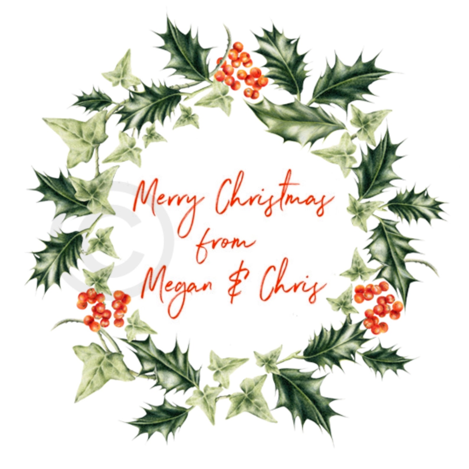 Printable Christmas Wreath, Holly and Ivy Wreath, Christmas Digital Download, Christmas Craft 