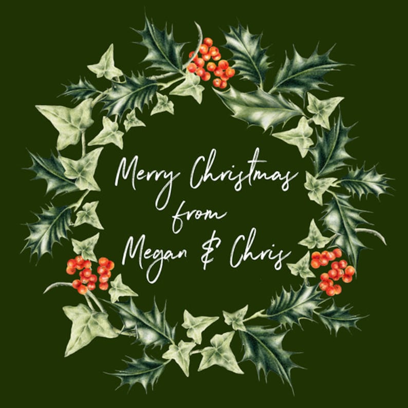 Printable Christmas Wreath Holly and Ivy Wreath Christmas Etsy