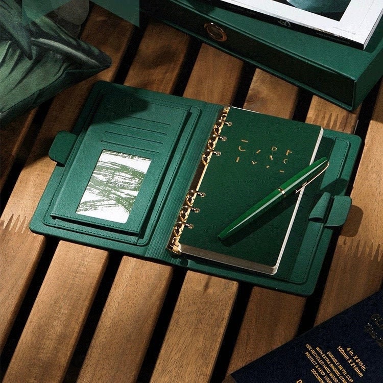 Red Hardcover Planner Journal Card Holder Planner Planner Etsy