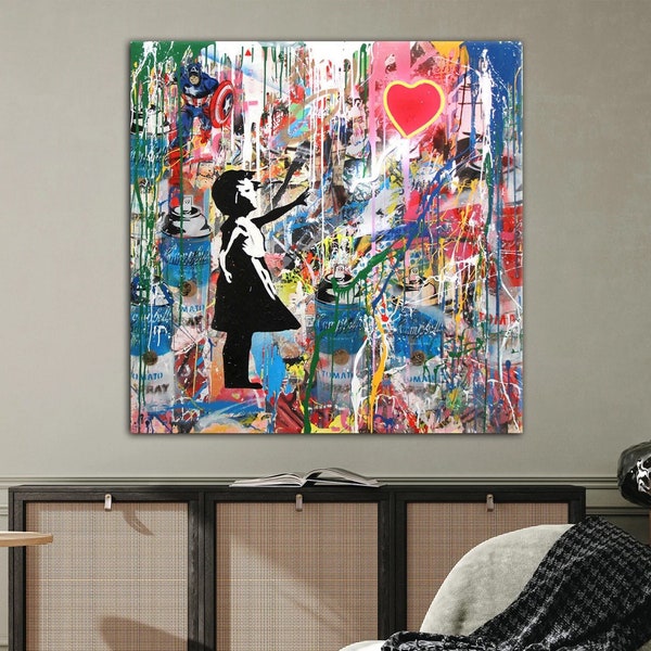 Banksy - Ballonmeisje - Canvas Street Art - Home Decor, Wall Art, Canvas Art