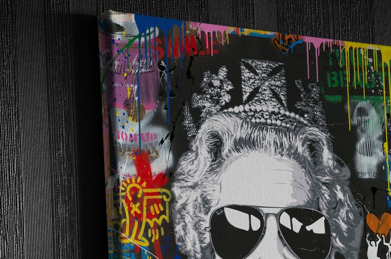 Banksy Queen Elizabeth Wall Art Canvas Print Banksy Queen - Etsy Italia